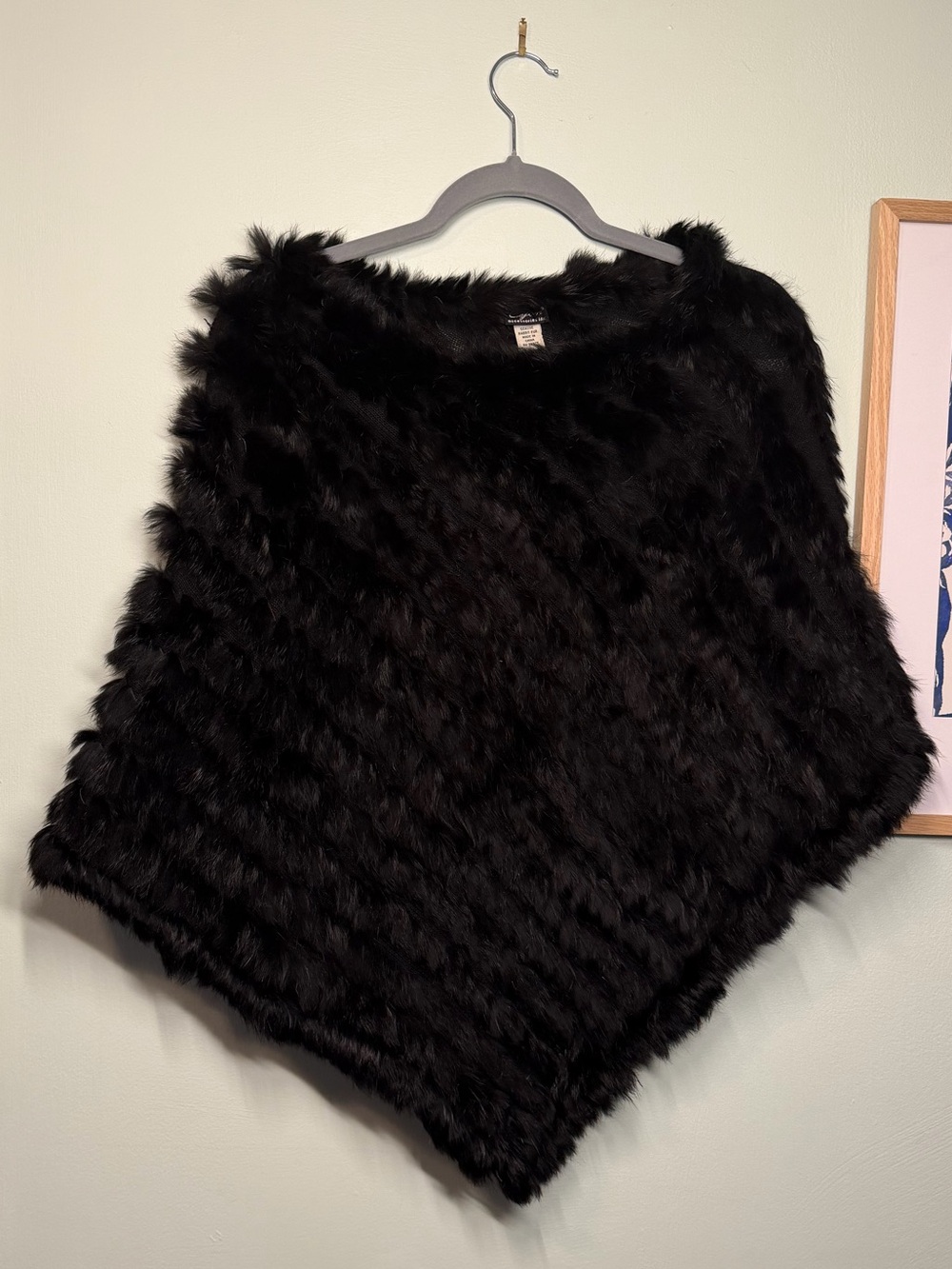 Black Rabbit Fur Poncho
